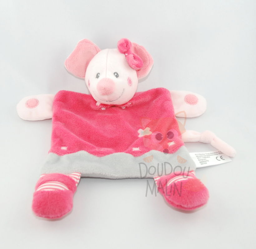  souris plat rose gris noeud 